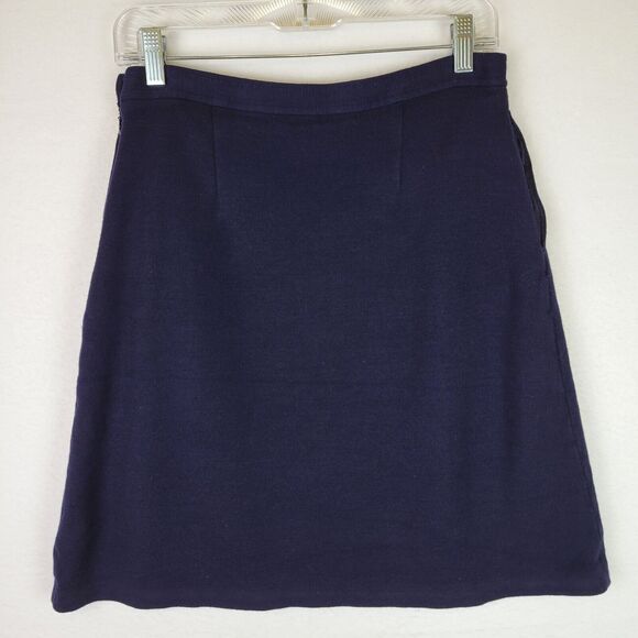 St. John Womens Knit Pleated Midrise Preppy Short Skirt Size 8 Blue Workwear - Picture 9 of 9